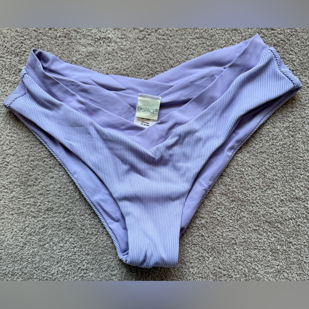NEW - L*Space Lavender Ribbed PRATT Bikini Bottom